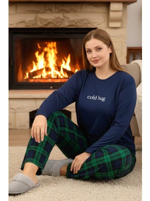 Remsa Büyük Beden Kadın Milan Kumaş Pijama Takımı 50802-2862 Lacivert