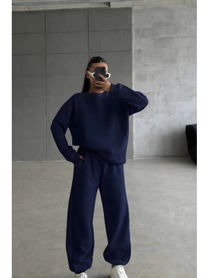 Yakamel Kadın 3 Iplik Şardonlu Bisiklet Yaka Eşofman Takımı