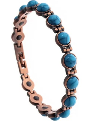 Ekinoksen %100SAF ve Bakır Turkuaz ve Mıknatıslı Ağrı ve Romatizma Bilekliği