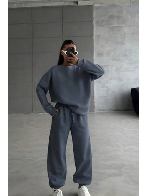 Yakamel Kadın 3 Iplik Şardonlu Bisiklet Yaka Eşofman Takımı