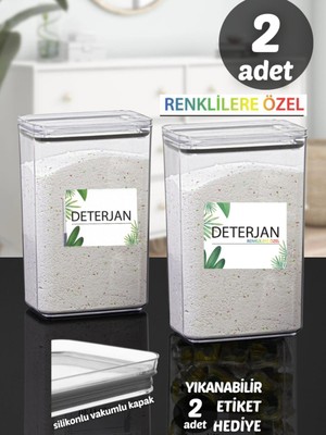 Comprox Renkli Deterjan &amp; Deterjan Dikdörtgen 2,9 Lt Vakum Kapaklı 2'li Set Saklama Kutusu
