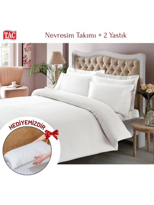 Taç Çift Kişilik Premium Basic Stripe Saten Nevresim Takımı Yastık