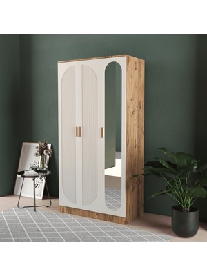 T&B Soho 3 Kapaklı Eko Bazalı Gardırop - Mdf Kapak