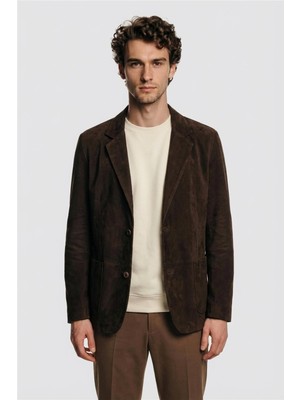 Elle Kahve Deri Erkek Ceket