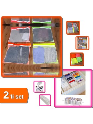 Hereveoyuncak 4 Adet 4 Renk Fermuarlı Bavul Içi Düzenleyici + 11 Gözlü Akordiyon Çekmece Düzenleyici - 2li Set T4H