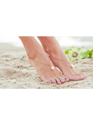 Shiklik 2'li Inci Zincir Kadın Çift Halhal Seti