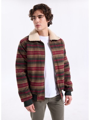 Lee Cooper Santos Erkek Klasik Yaka %100 Pamuk Mont Haki Bordo