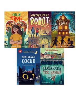 Genç Timaş 4.5.6. Sınıf Okuma Seti 5 Kitap Iyilik Timi-Kurtarıcım Bir Robot Mu-Ahşap Evin Esrarı-Mırıldanan Çoc