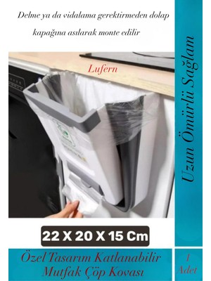 Lufern Özel Tasarım Katlanabilir Mutfak Çöp Kovası Torba Hazneli Tasarruf Tezgah Dolap Kapağı Karavan Kamp