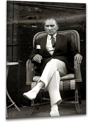 Myphotostation Atatürk Cam Tablo, Modern Uv Baskılı Duvar Tablosu, Salon ve Ofis Için Şık Duvar Dekoru