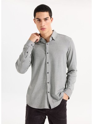 gmg firenze Yakası Alttan Biritli Viskon Erkek Gömlek