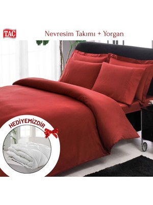 Taç Çift Kişilik Premium Basic Stripe Saten Nevresim Takımı Yorgan