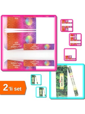 Hereveoyuncak Flower Of Life Masala Aromalı Çubuk Tütsü + Rainforest Aromalı Çubuk Tütsü - 2li Set A1T4Q3