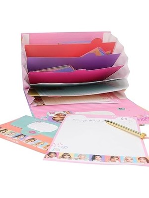 12717 Shots - Mektup Kağıdı Seti, Bölmeli Dosyada, 24 Mektup Sayfası ve Zarf Dahil, Çok Renkli