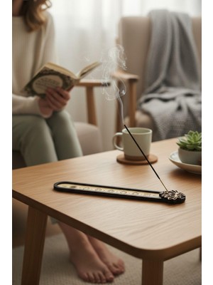 Lotus ve Çakra Sembollü Ahşap Tütsülük