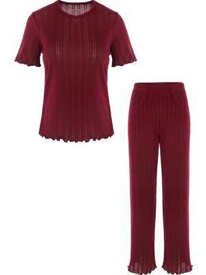 Koza İç Giyim Kadın Pamuklu Kısa Kollu Baby Overloklu Pijama Takımı