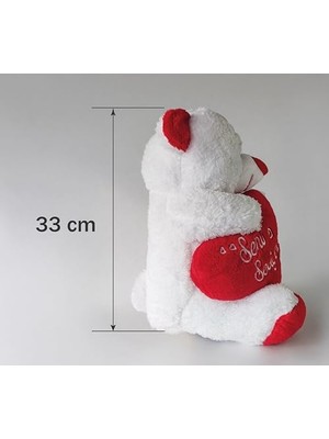 "seni Seviyorum" Mesajlı Peluş Ayıcık 45CM | Yıl Dönümü ve Sevgililer Günü Için Romantik Hediye | Kalp Nakışlı, Sevgi Dolu Öğretmenler Günü Hediyesi
