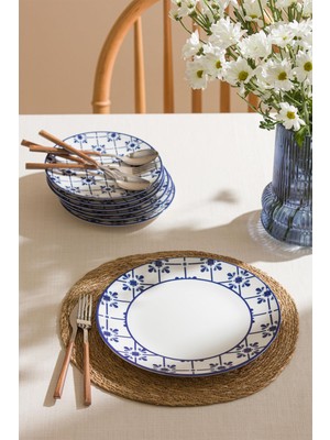 Soley Almira | 7 Parça Porselen Pasta Sunum Tabak Seti