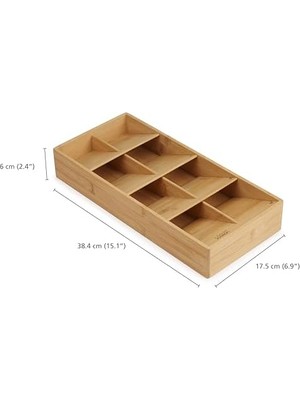 Drawer Store - Büyük Kompakt Çatal Bıçak Çekmecesi Düzenleyici, 8 Bölmeli, 48 Parça, Bambu