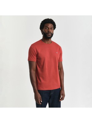 Gant Erkek Kırmızı Regular Fit Bisiklet Yaka T-Shirt