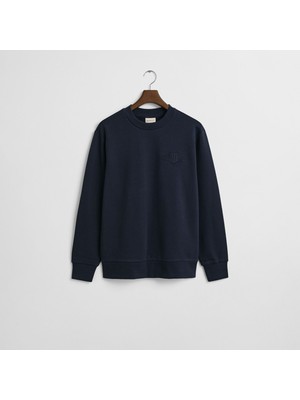 Gant Erkek Lacivert Regular Fit Bisiklet Yaka Sweatshirt