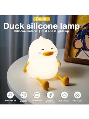 Çocuk Bebek Odası Canard Figür Gece Lambası LED Işıklı Sevimli Figürlü Dokunmatik Silikon Şarjlı
