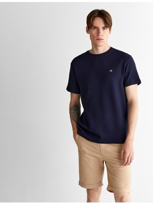 Gant Erkek Lacivert Regular Fit Bisiklet Yaka T-Shirt