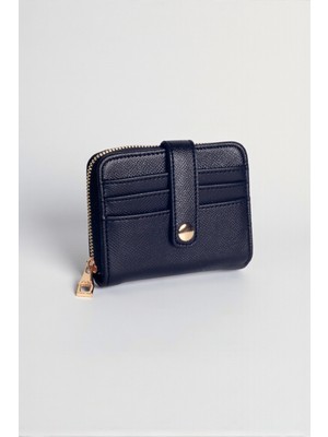 Dericom Siyah Kadın Mini Cüzdan – Kartlık, Fermuarlı Bozuk Para Bölmeli