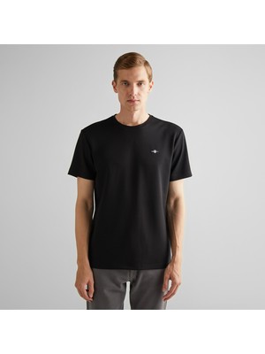Gant Erkek Siyah Relaxed Fit Bisiklet Yaka T-Shirt