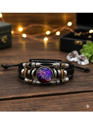 Diyar Tasarım Bolluk Bereket ve Para Akışı Çeken Yengeç Burcu Enerji Bilekliği – Deri, Unisex, Ayarlanabilir