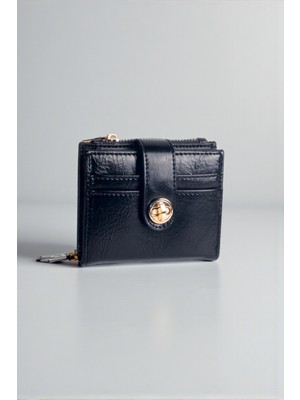 Dericom Kadın Siyah Fermuarlı Kartlıklı Cüzdan - Şık Model