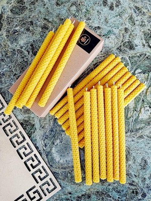 (20 Adet) Dilek Mumu 21CM Doğal Petek Mum Sarma El Yapımı Bal Mumu Mum Beeswax Candle