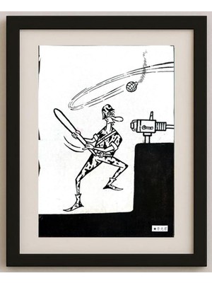 Karikatural Li Guangjun 29X21CM Orijinal Karikatür Tablo