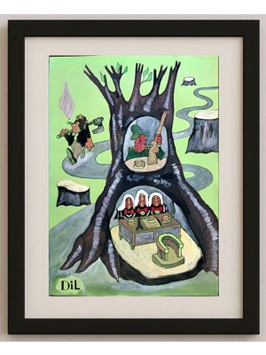 Karikatural Dilyan Dochev 29X21CM Orijinal Karikatür Tablo