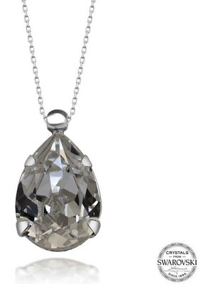 Özcömert Silver Swarovski Crystal Taşlı Damla Gümüş Kadın Kolye