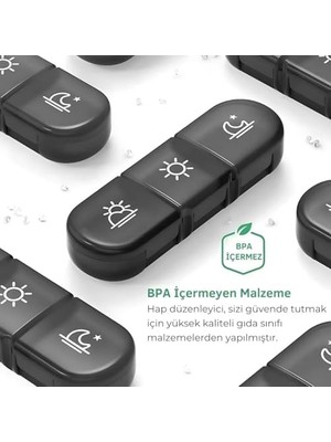 7 Günlük 21 Gözlü Haftalık Ilaç, Hap Saklama Kutusu, Kitlenir Kapaklı, Bpa Içermez Saklama Kutusu