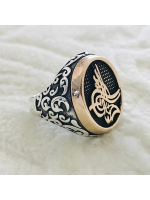 Canka Osmanlı Tuğrası İşlemeli 925 Ayar Gümüş Erkek Yüzük