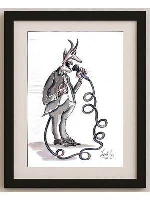 Karikatural Leonte Nastase 29X21CM Orijinal Karikatür Tablo