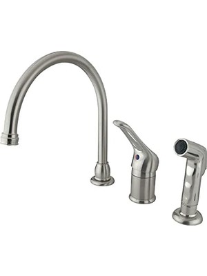 Pirinç KB818 Wyndham Loop Griff Mutfak Armatürü, Şırınga ile Sabunluk, 9 Inç, Saten Nikel Pirinç