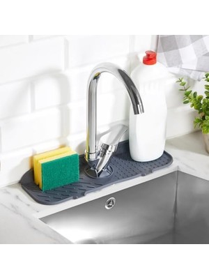 Elastik Musluk Matı Su Tutucu Düzenleyici Silikon Kaydırmaz Mutfak Eyve Banyo Lavabo Tezgah Üstü Matı