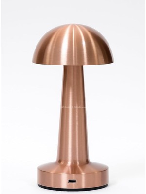Mantar Şekilli Masa Lambası 3 Fonksiyonlu Şarjlı LED Aydınlatma Dokunmatik Kontrol Dekoratif Gece Lambası Yatak Odası Salon Ofis Işık (Bakır)