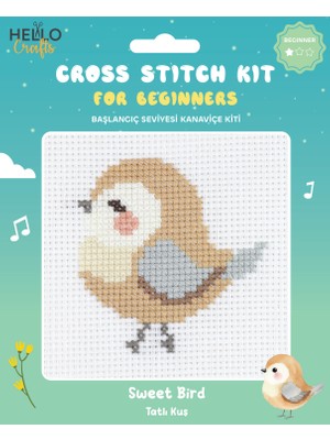 Hello Başlangıç Seviyesi Kanaviçe Kiti (Iplik, Iğne, Kumaş) 15*15 cm HC553
