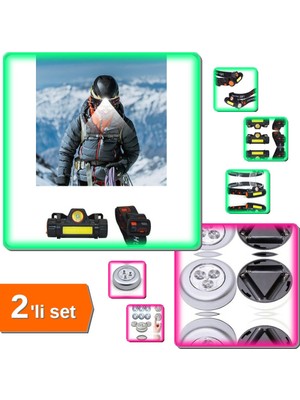 Hereveoyuncak Kafa Lambası - 8 Saat Dayanıklı Şarjlı + Kablosuz Spot Dokunmatik Lamba - 2li Set 8GL5CT