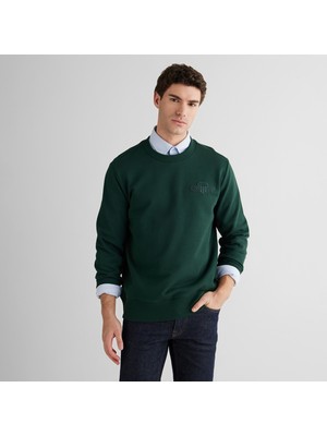 Gant Erkek Yeşil Regular Fit Bisiklet Yaka Sweatshirt