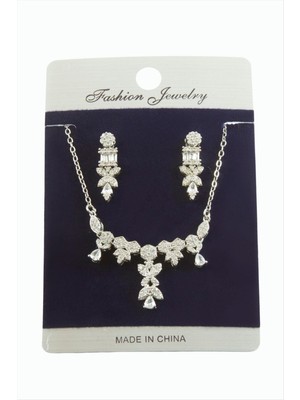 Bijuteri Net Kelebek Zirkon Taşlı Set Kolye