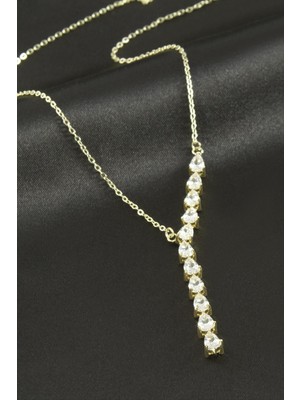 Bijuteri Net Damla Zirkon Taşlı Lüks Çelik Kolye