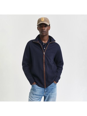 Gant Erkek Lacivert Regular Fit Fermuarlı Hırka Cepli Standart Kalıp L Beden