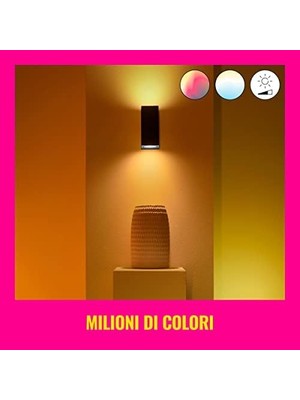 Wiz Yukarı ve Aşağı Tavan Lambası Ayarlanabilir Beyaz ve Renkli, Kısılabilir, 16 Milyon Renk, Wi-Fi Üzerinden Uygulama/ses ile Akıllı Kontrol, Siyah