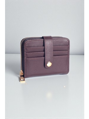 Dericom Kahverengi Kadın Mini Cüzdan – Kartlık, Fermuarlı Bozuk Para Bölmeli