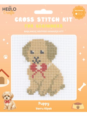 Hello Başlangıç Seviyesi Kanaviçe Kiti (Iplik, Iğne, Kumaş) 15*15 cm HC552